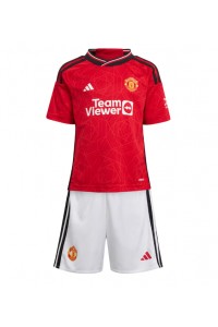 Fotbalové Dres Manchester United Dětské Domácí Oblečení 2023-24 Krátký Rukáv (+ trenýrky)